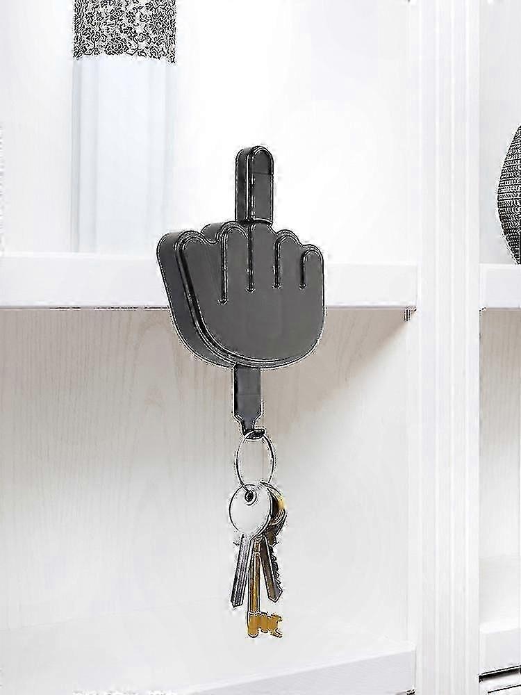 Wall-Mounted Key Holder with Adhesive Hooks for Hand Gestures and Storage Solutions