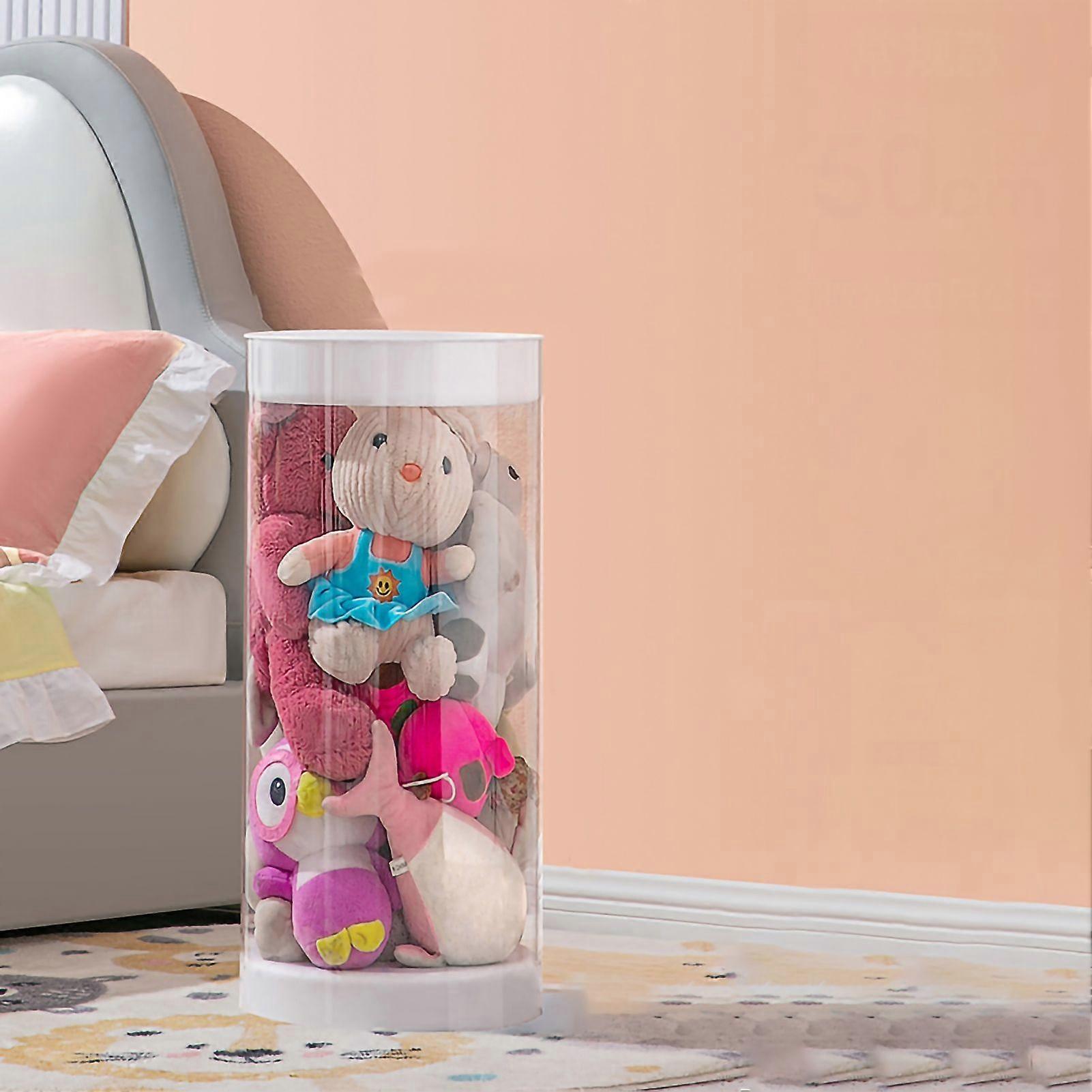 Stuffed Toy Storage Bucket PET Transparent Dust Proof Easy Operation Stable Toy Storage Tool 50x26cm / 19.7x10.2in  (HxD)