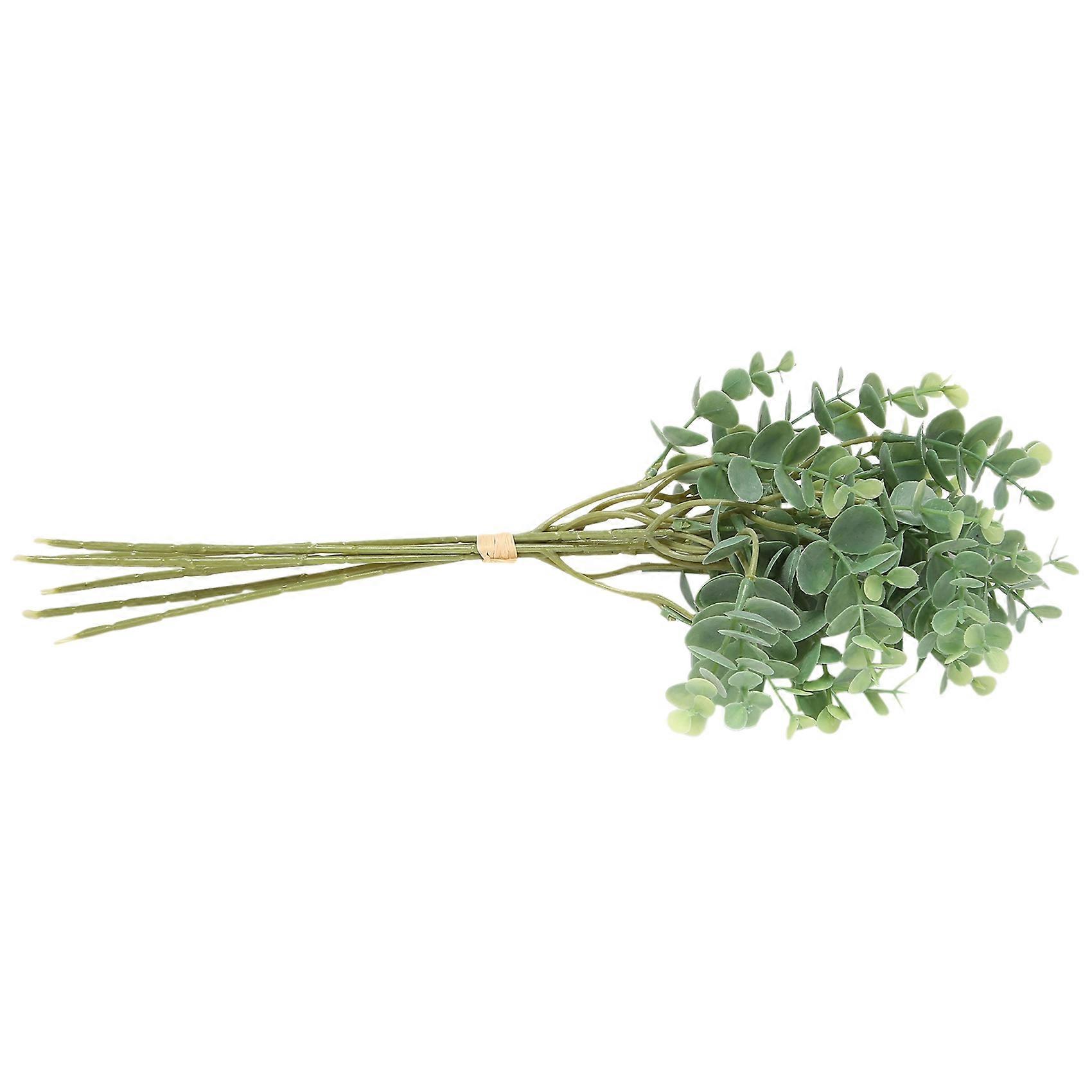 6 Pcs Eucalyptus Plastic Artificial Leaves Bunch Leaf Plant Green