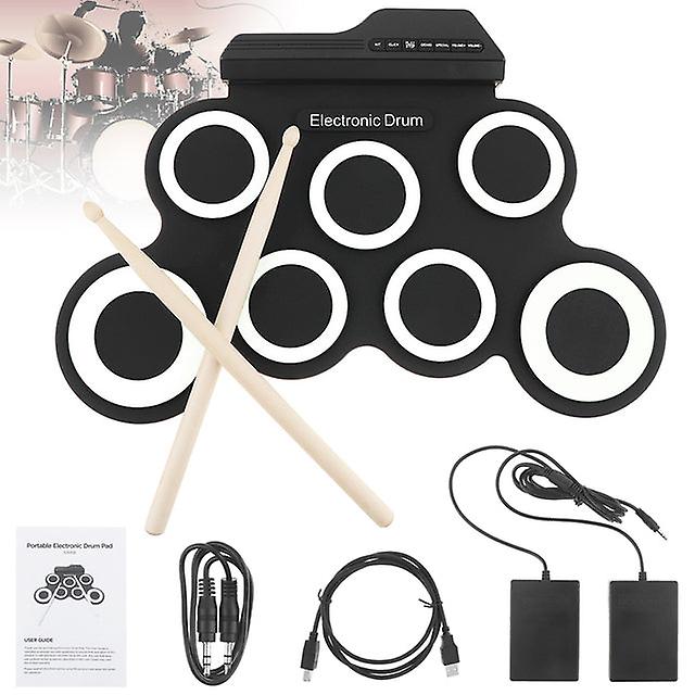 Electronic Drums Portable Electronic Digital Usb 7 Pads Roll Up Drum Set Silicone Electric Drum Kit With Drumsticks And Sustain