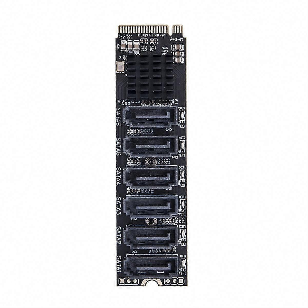 6-Port M.2 NVME to SATA 3.0 Adapter, PCI-E M Key Riser Card for SSDs