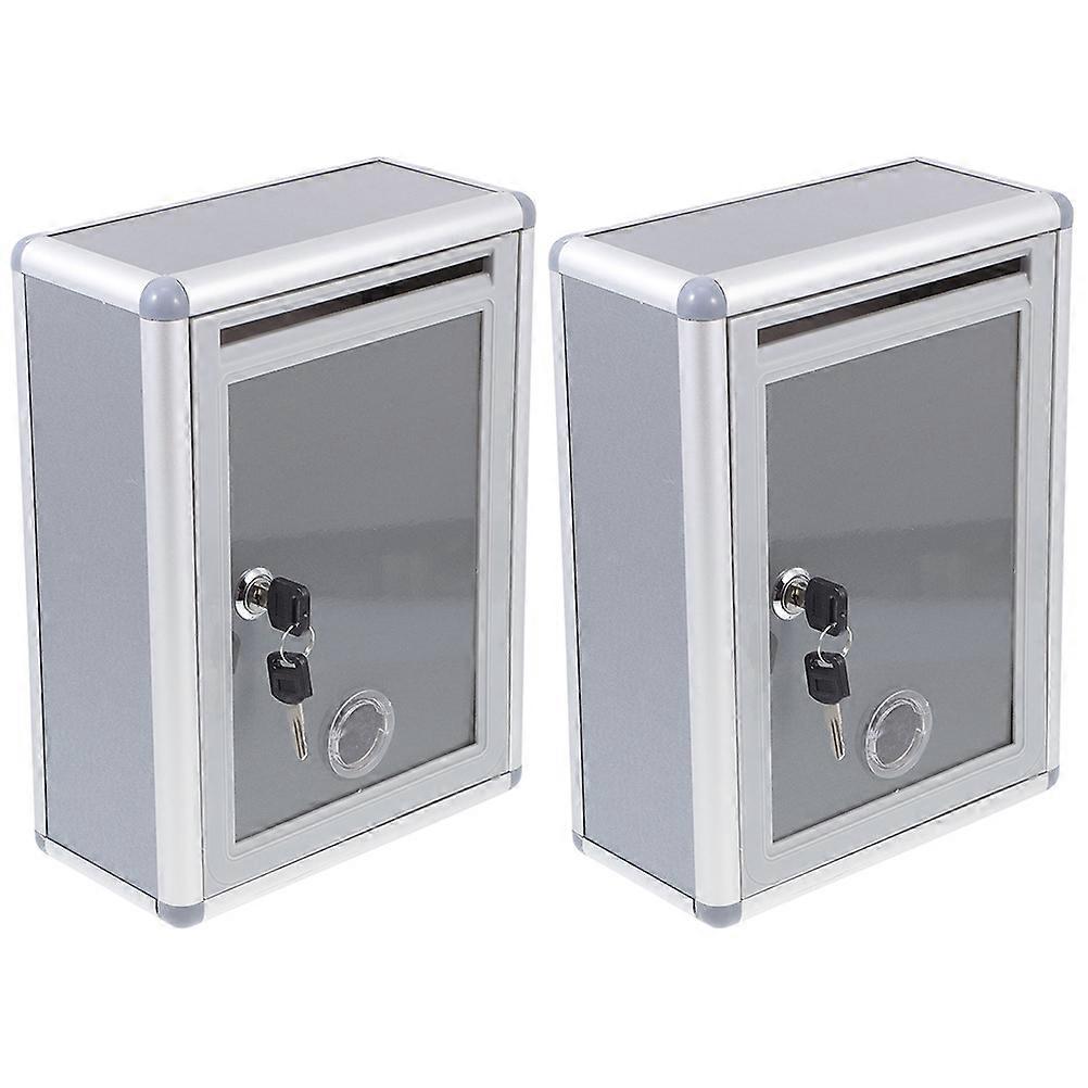 Wall Ballot Box Mail Collection Boxes For Office Use And Customer Feedback Silver Lockable Design 4Pcs
