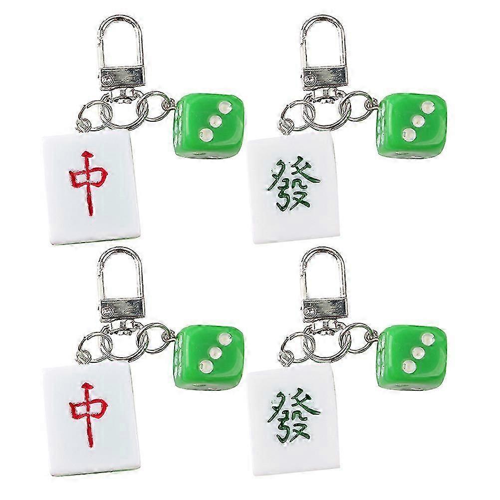 4Pcs Chinese Style Mahjong Tile Keychains Unique Keychains Chic Bag Pendants