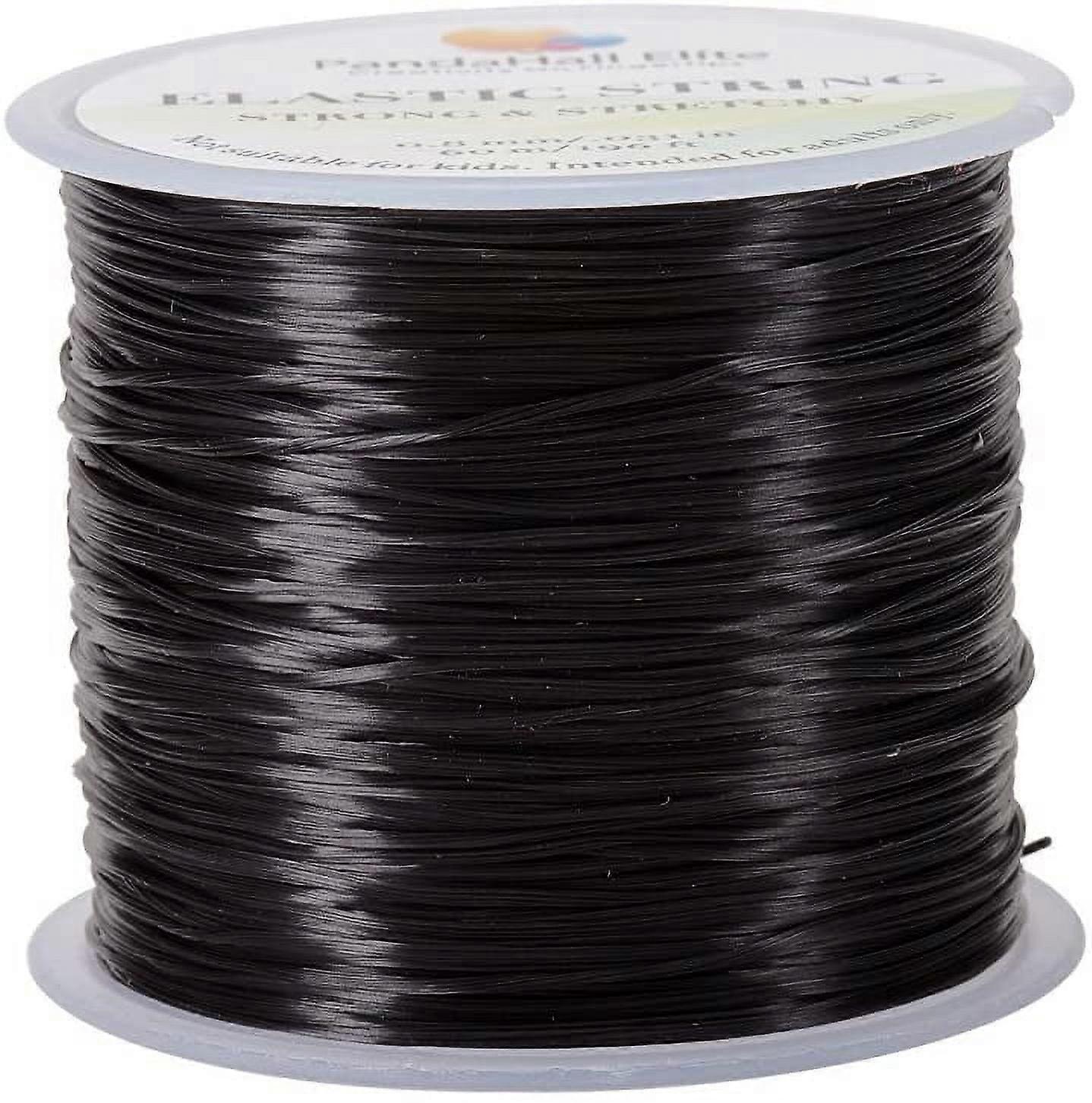1Roll 0.8mm Black Elastic Stretch Polyester Jewelry Bracelet Crystal String Cord (60m/Roll)