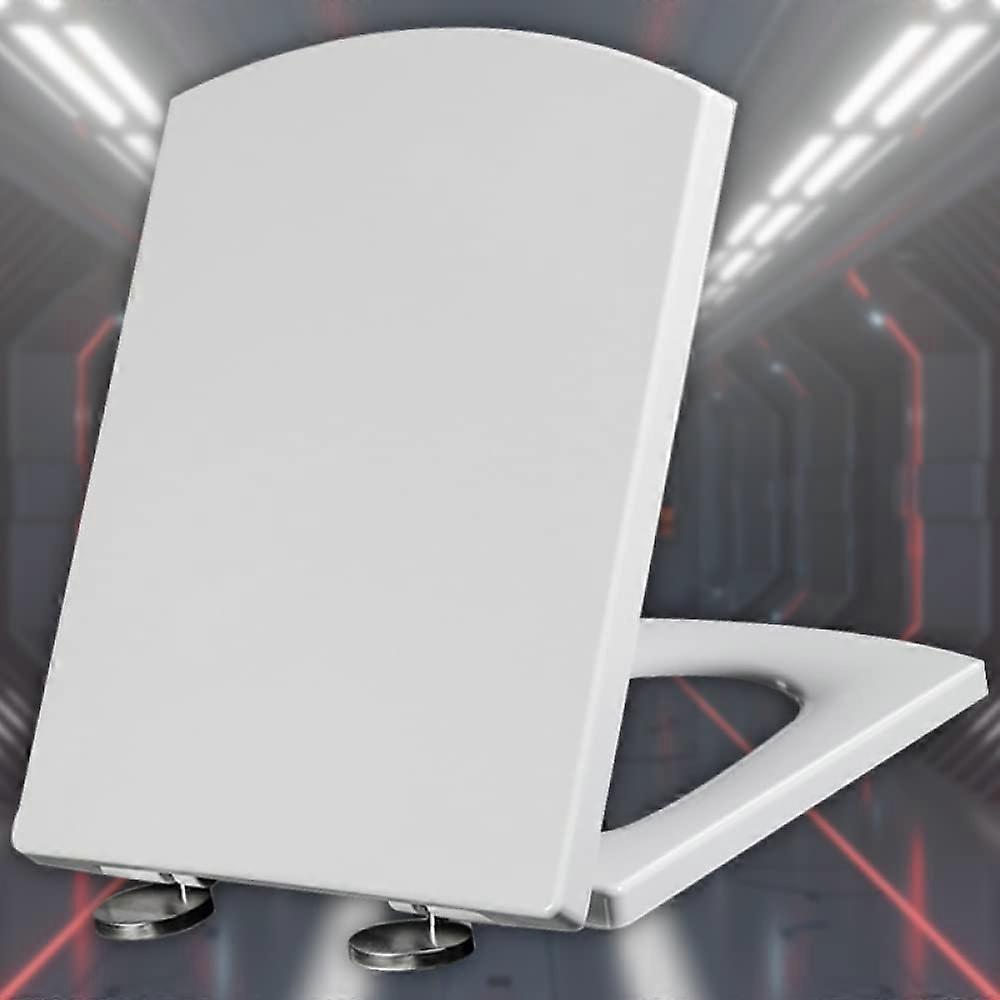 Toilet Seat Cover Square White QuickRelease With Lid Fixing Fits Standard Square Toilet