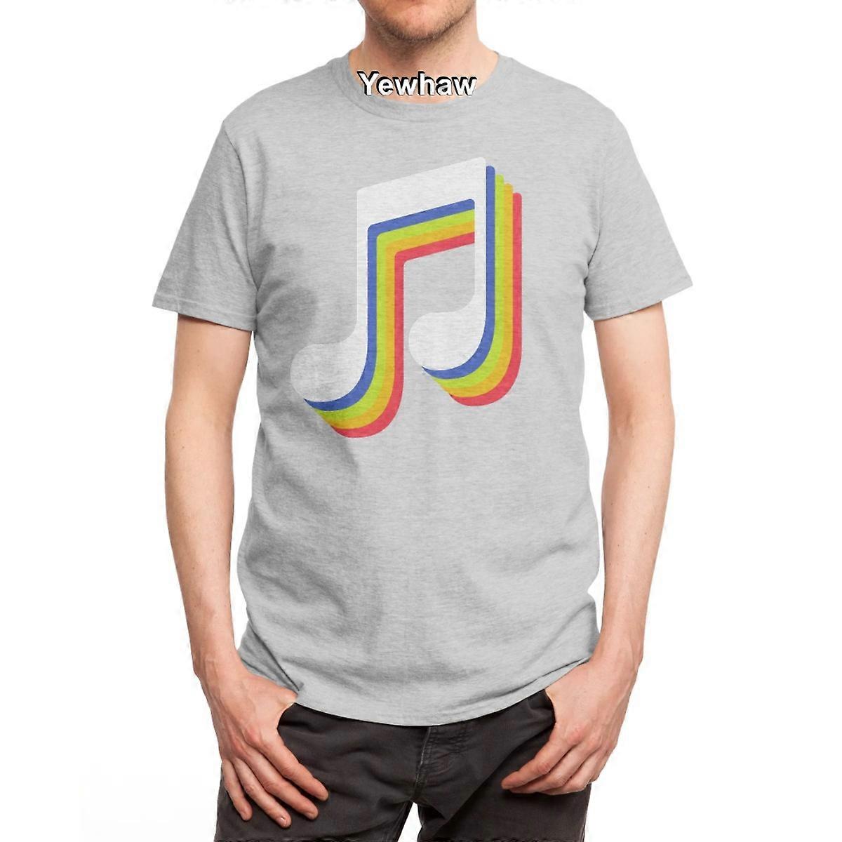 鮮やかなレトロな音符デザインTシャツ