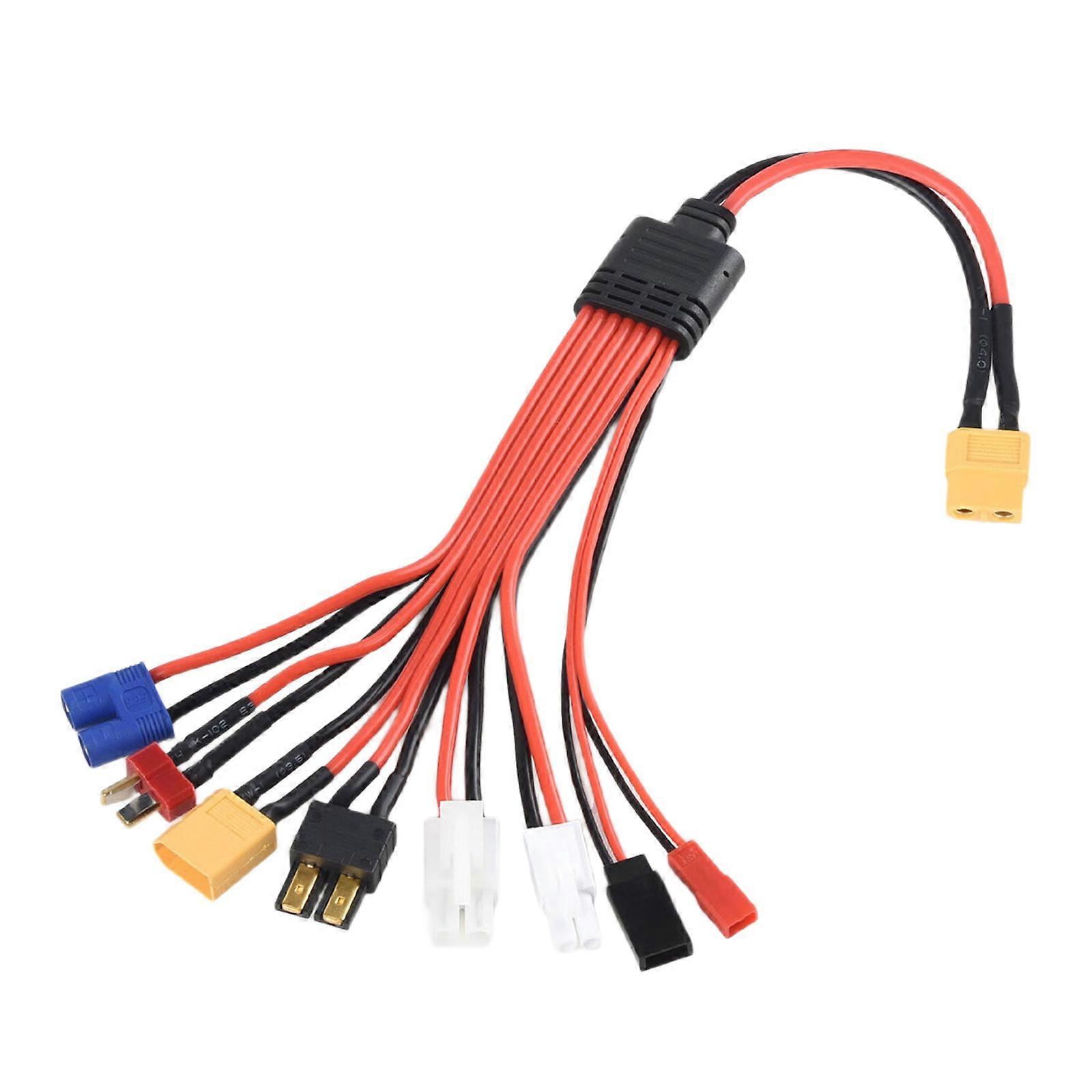 Universal 1 to 8 XT60 Adapter Cable XT60 to FUTABA, EC3, XT60 Wire Plugs and Play for Multiple Electronic Devices Multicolor