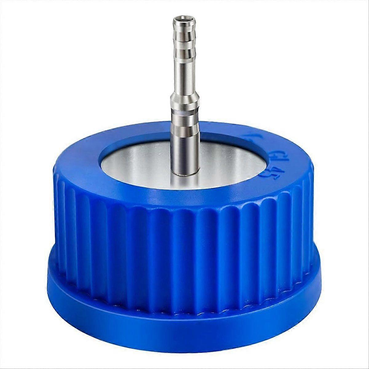 304 Stainless Steel GL45 Safety Bottle Cap for Laboratory Use, Large Size, Autoclavable 1-Port