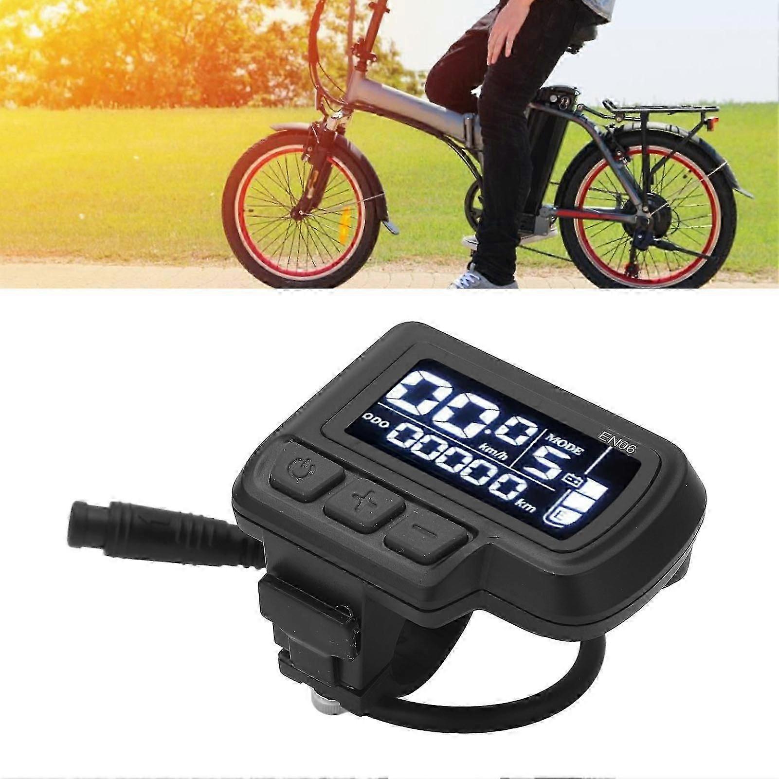 EN06 LCD Bike Display Meter Speedmeter with Light Connector 6pin Waterproof Wire 24V 36V 48V 60V Electric Bike Display Panel for 22.2mm Handlebar