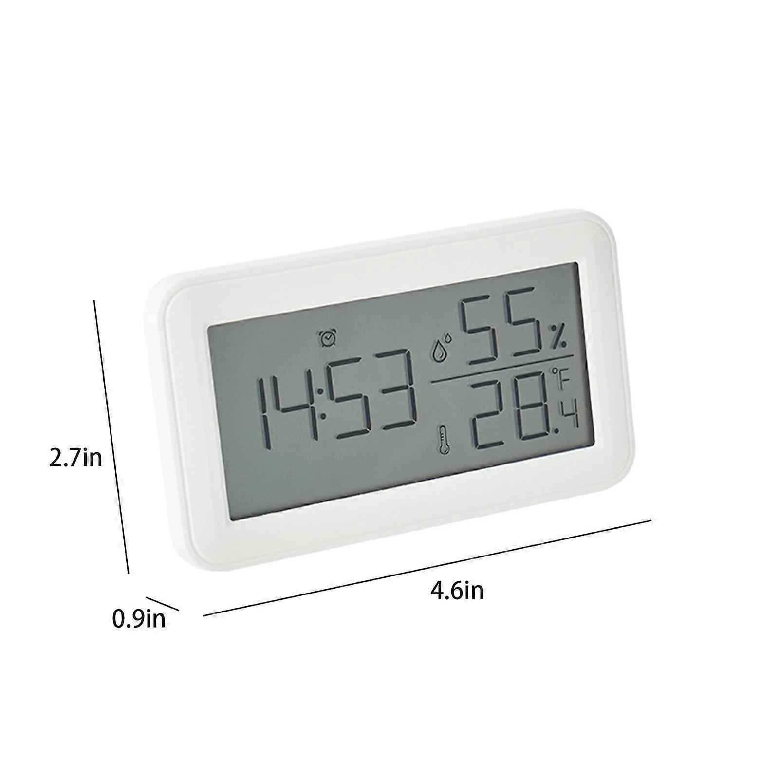 Digital Alarm Clock with LCD Display, Thermometer, Hygrometer, Temperature & Humidity Monitor, Snooze Alarm, Calendar – White