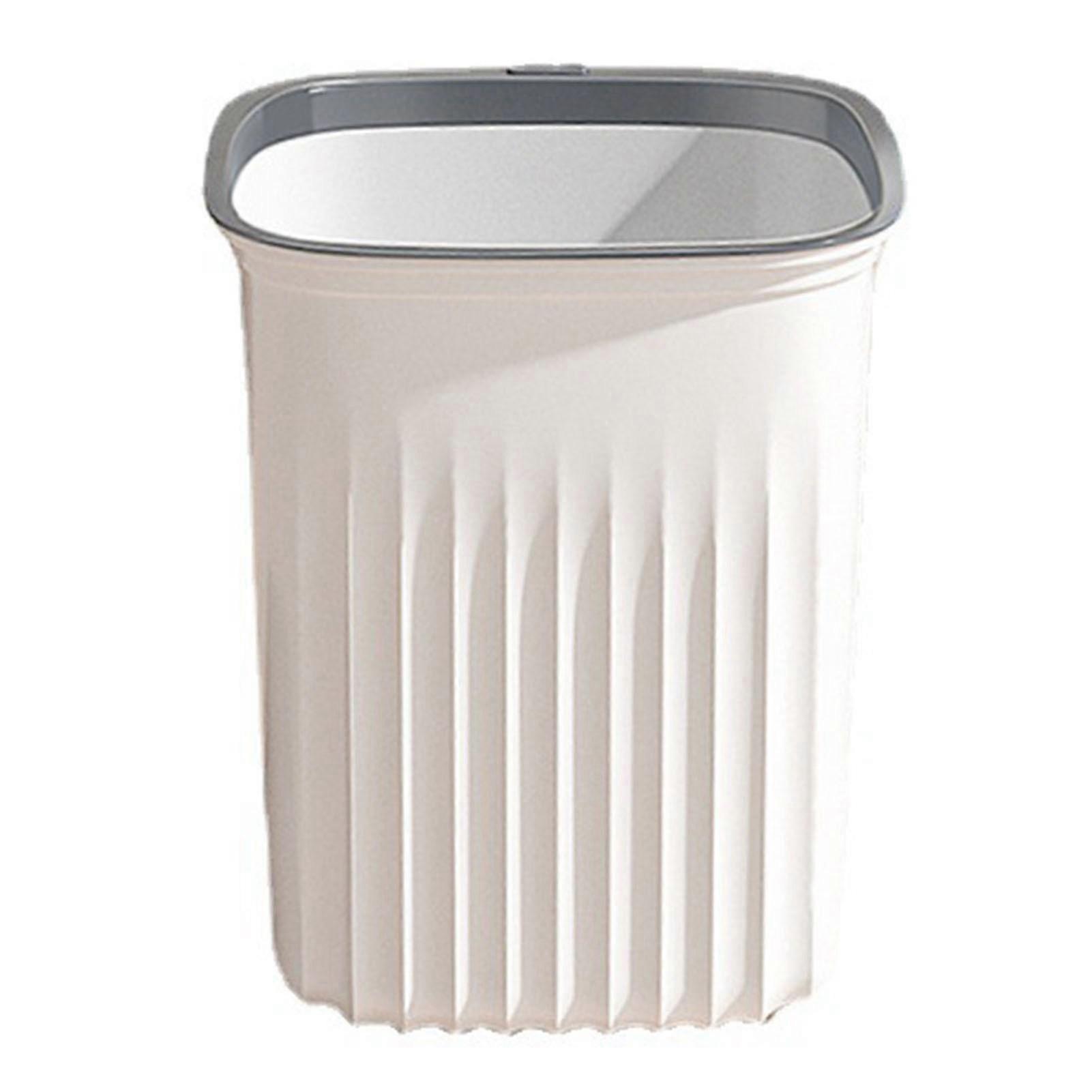 Trash Container Multifunctional Plastic Sqare Shape Garbage Can for Kitchen Toilet White Large Size