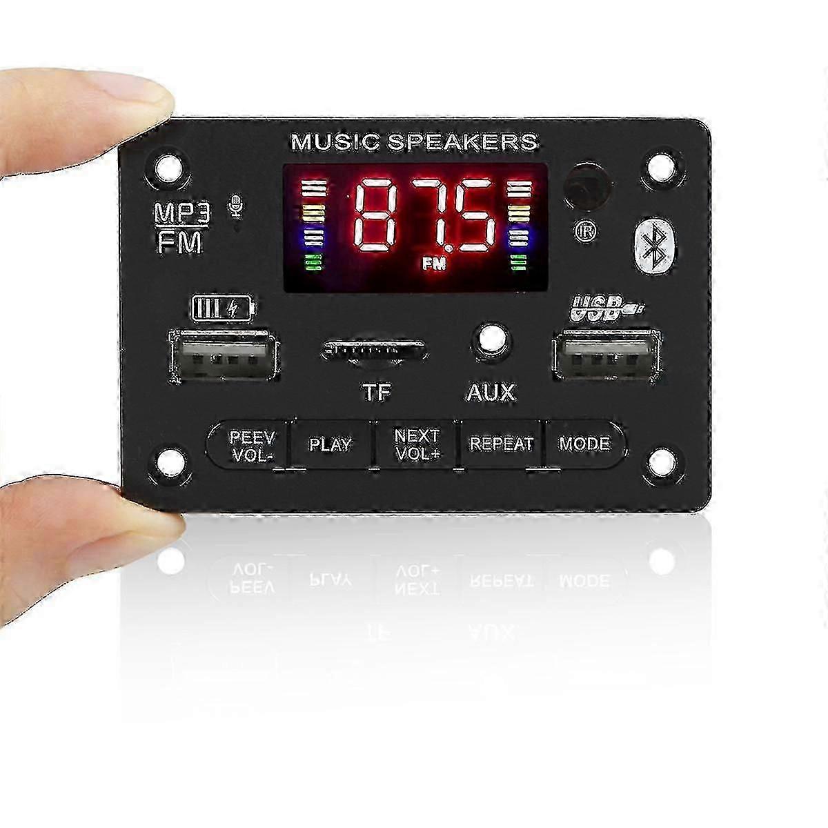 12V 2x40W Car Amplifier Bluetooth 5.0 MP3 FM Radio Module with USB/TF/Aux Input Support