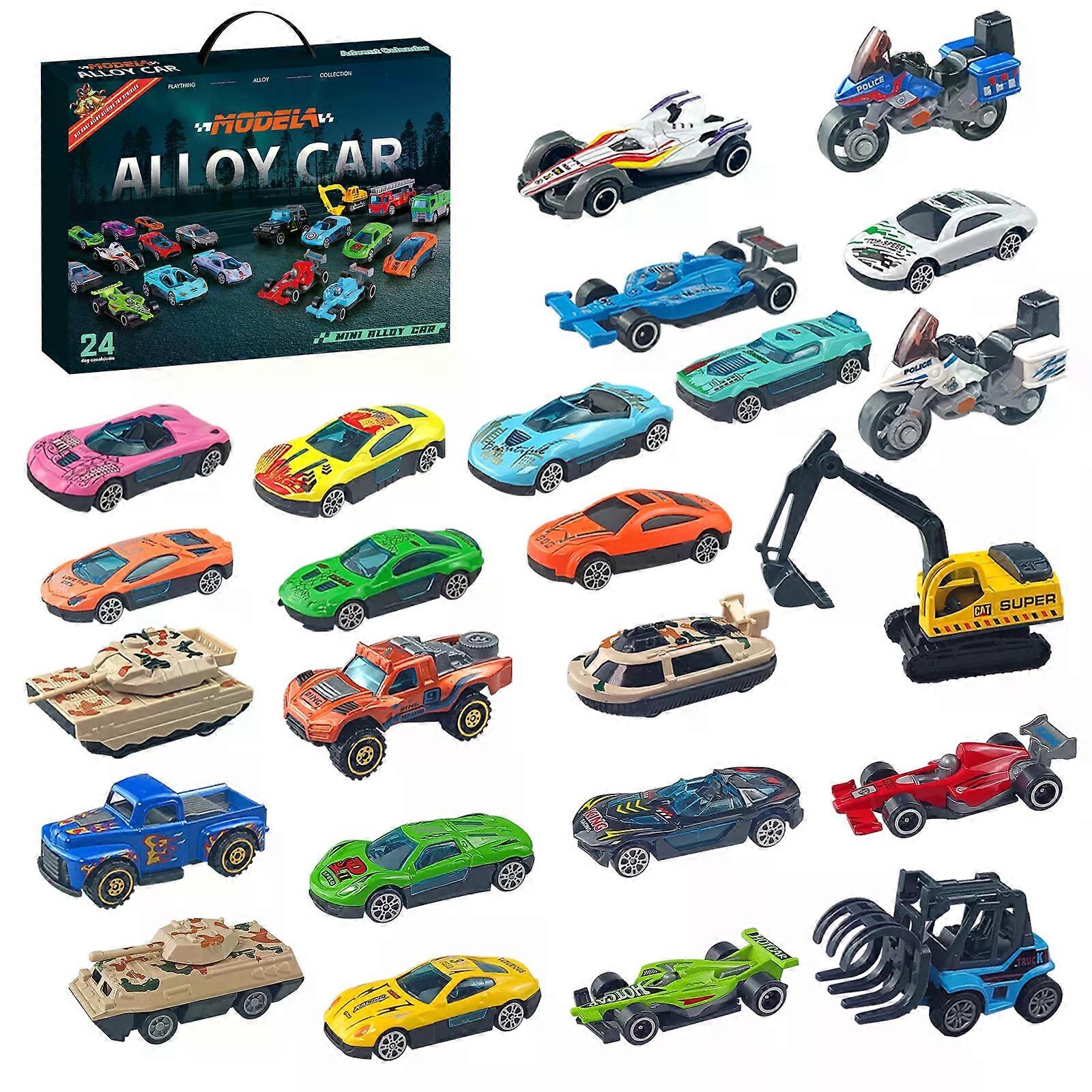 Christmas Advent Calendar Mini Diecast Car Set Collection Box 24 Days Countdown Calendar Inertia Sliding Model Gift Box for Kids
