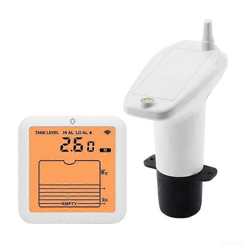 Digital Water Level Monitor with Backlight IP65 Hydrophobic Sensor 15m Range 100m Wireless AAA Powered