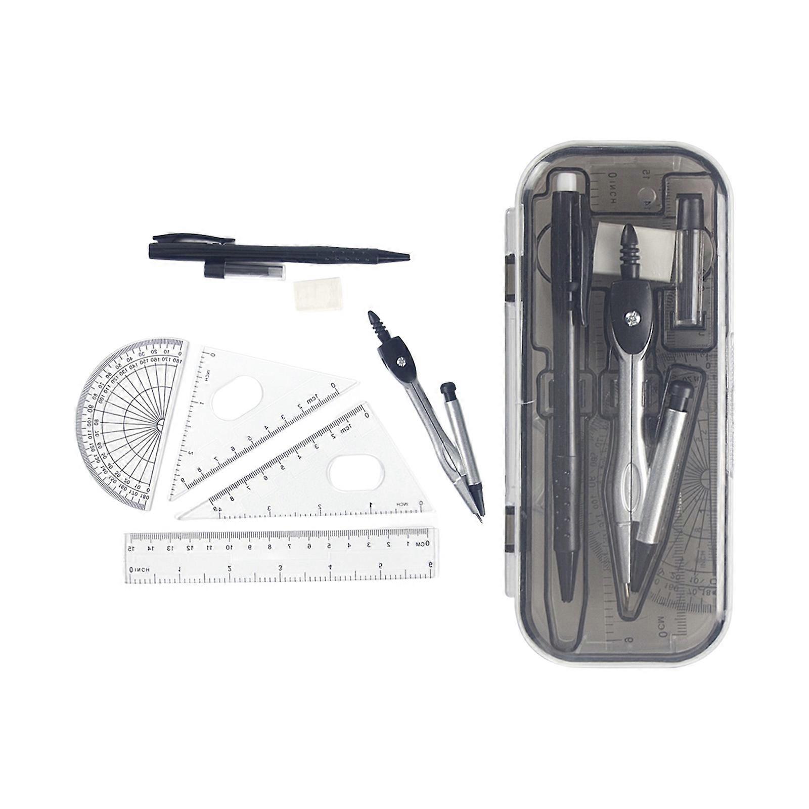 Compass And Ruler Set With Ergonomic Grip For Comfortable Use In Math Class Engineering Design And Architectural Drafting Multicolor