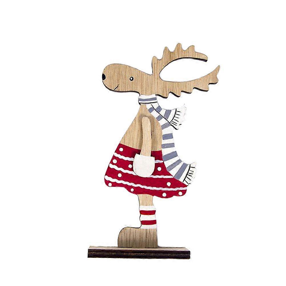 Elk Shape Wooden Adornment Christmas Desktop Ornament Decoration Creative Gift Toys - Girl