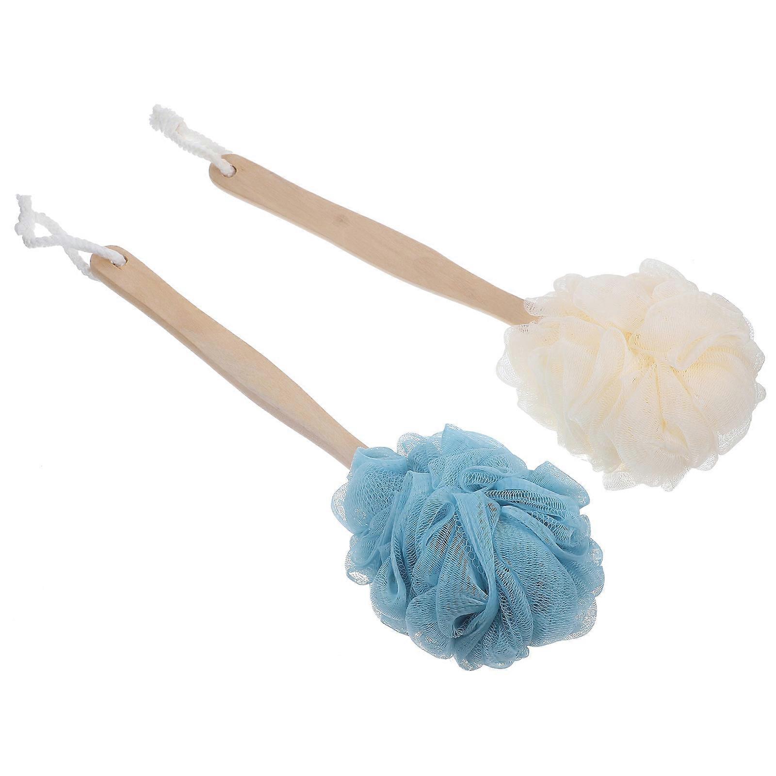 2pcs Practical Bath Flowers Long Handle Bathing Brushes Hanging Brushes