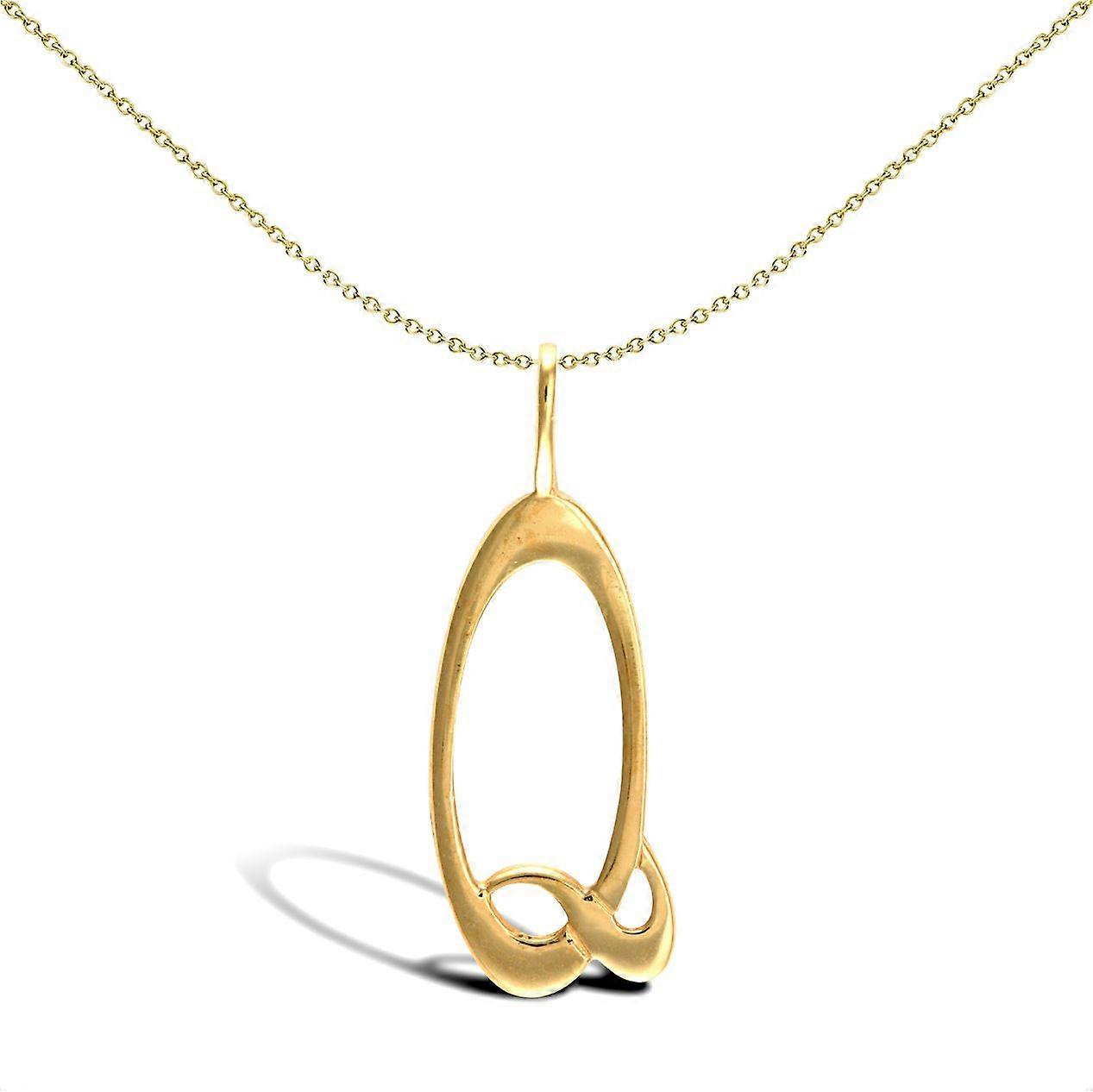 Jewelco London Solid 9ct Yellow Gold Script Identity Initial Pendant Letter Q