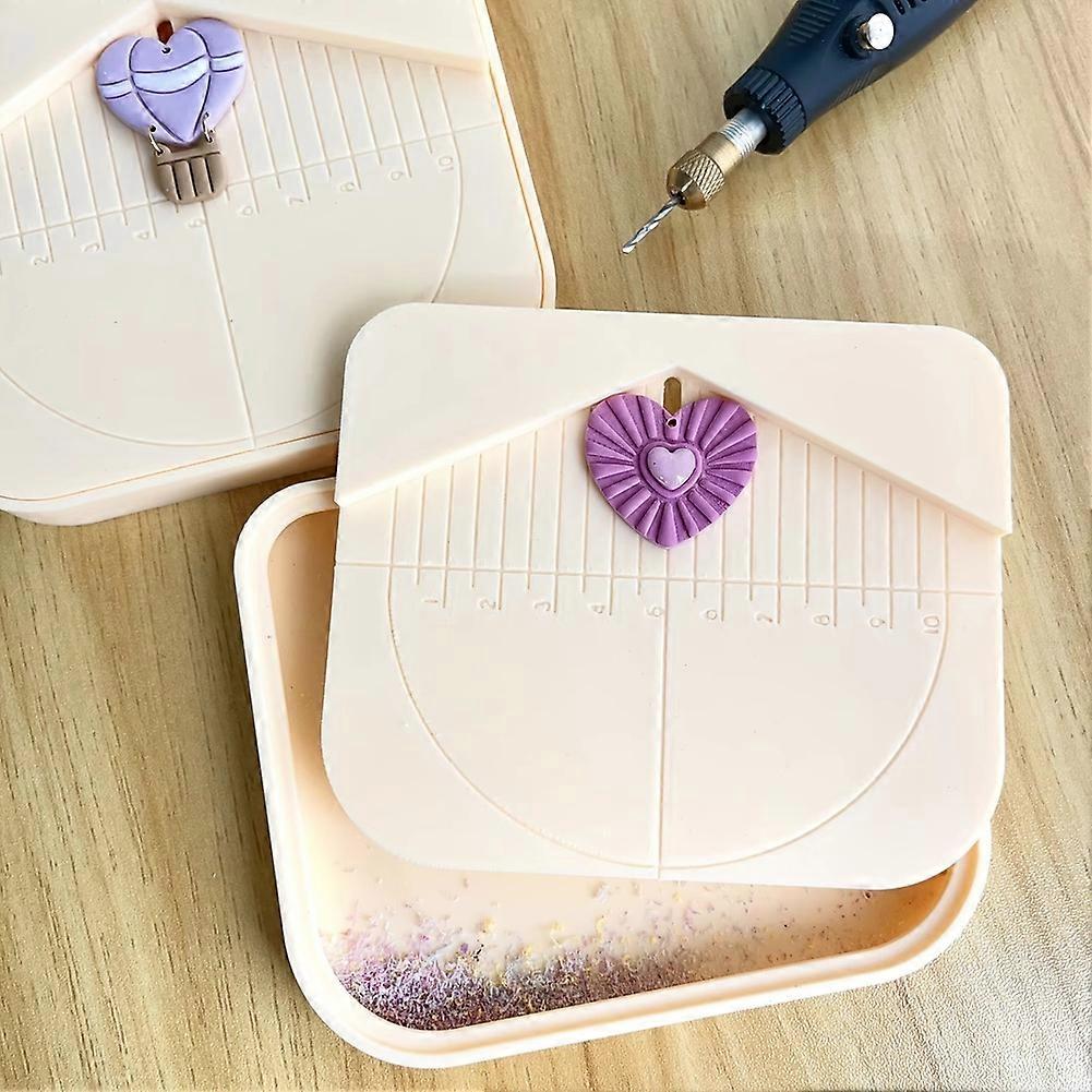 DIY Earring Drill Platform Ear Ring Drill Stand Guide Hole Maker Box Grid Cover Clay Earring Tools Clay Cutter Tool