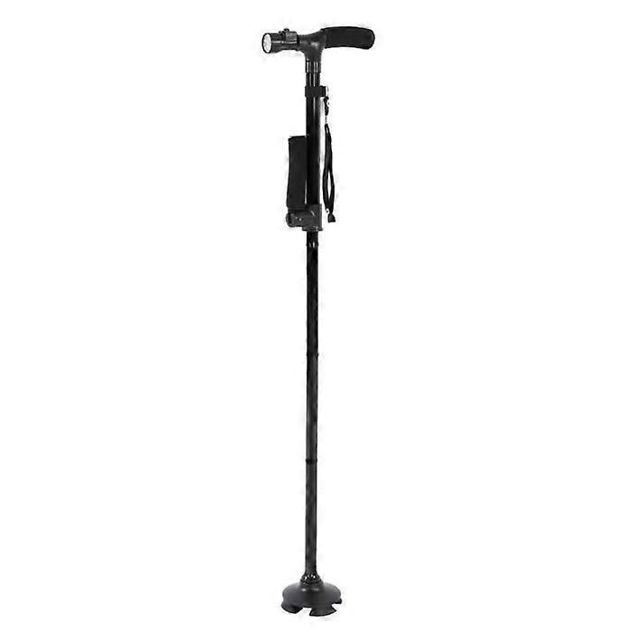 Hililand Folding Walking Stick with LED Light, Anti-slip, Telescopic, 4-Legged Cane for Seniors