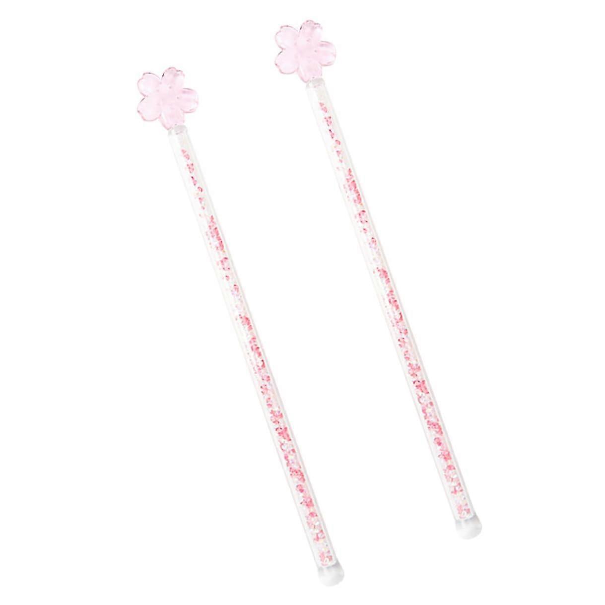 Glass Coffee Stir Sticks Set of 2 – Long Handle Flower Pattern Swizzle Rods for Juice and Cocktails