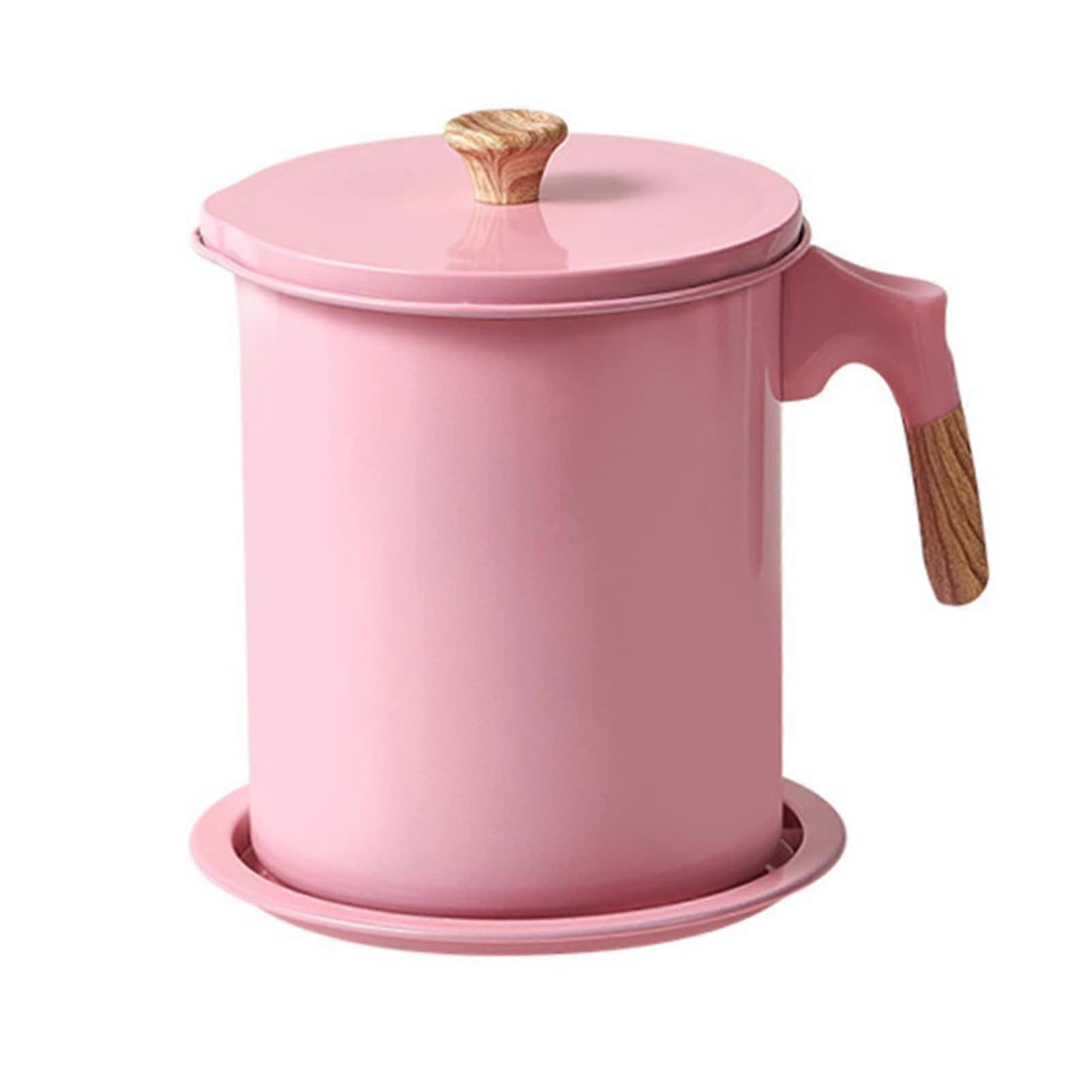 Stainless Steel Oil Filter Pot 1.4L with Fine Mesh Strainer and Lid, Bacon Grease Container Kitchen