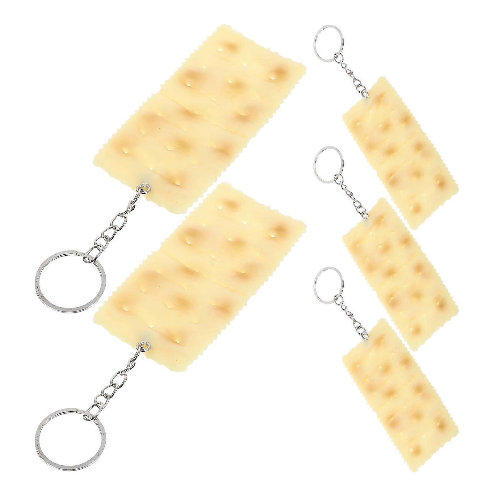 Bakery Pendant 5Pcs Funny Keyring Soda Crackers Key Holder For Practical Use At Home Office School Assorted Color