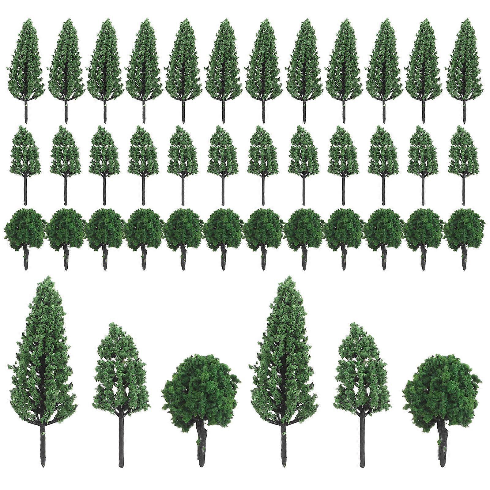 Miniature Model Trees for Decoration Model Train Material 50Pcs Green Plastic