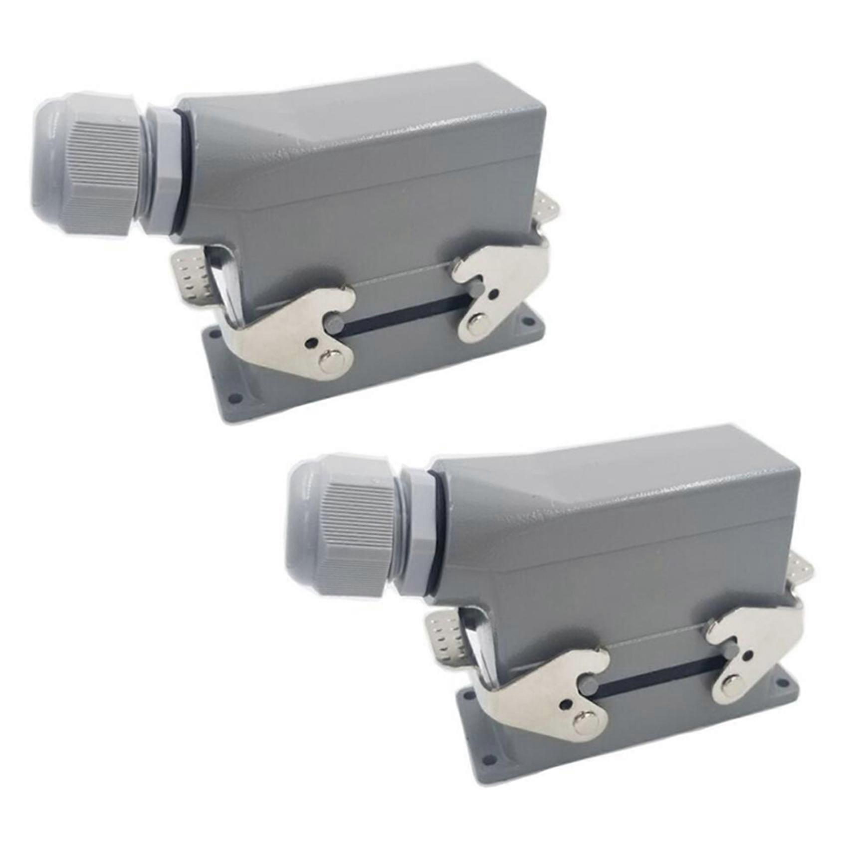 2X Rectangular Heavy Duty Connectors HDC HE 10 Core Pin 16A 500V Waterproof Aviation Plug Side Line Connector,HDC-HE-010