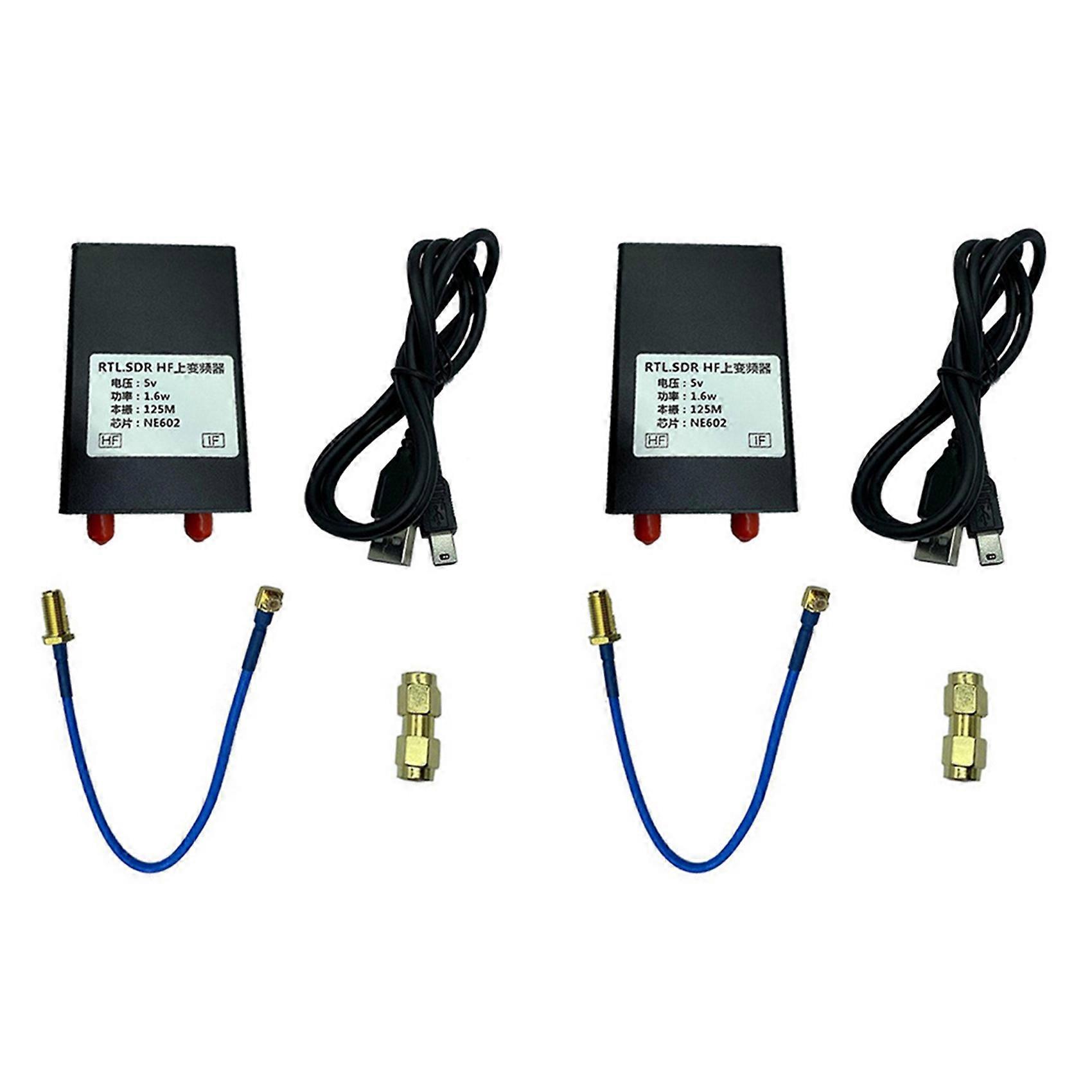 2X RTL-SDR NE602 125MHZ 1.6W 150K-30MHZ HF Upconverter for RTL2383U RTL-SDR Receiver with Connection Cable