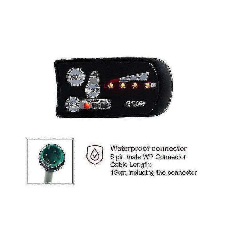 36V/48V Electric Bicycle LCD Meter Display - 5-Pin Waterproof Control Panel for S800
