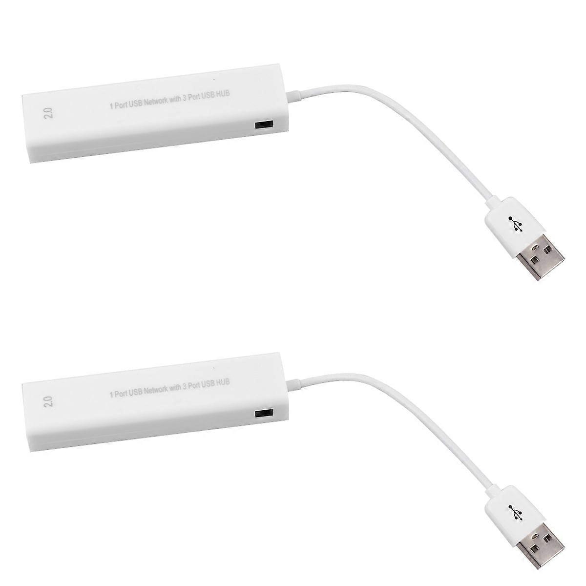2 Pc Laptop Ethernet Adapter USB Cable 2.0 Network Card White
