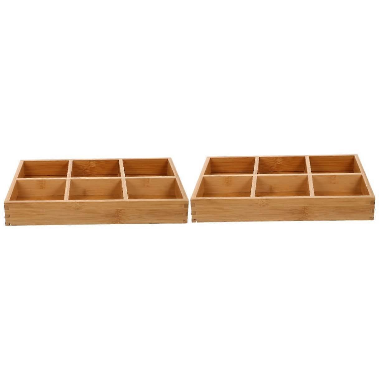 2pcs Divided Bamboo Serving Tray with Lid, 9Compartment Wooden Snack Platter for Candy and Nuts