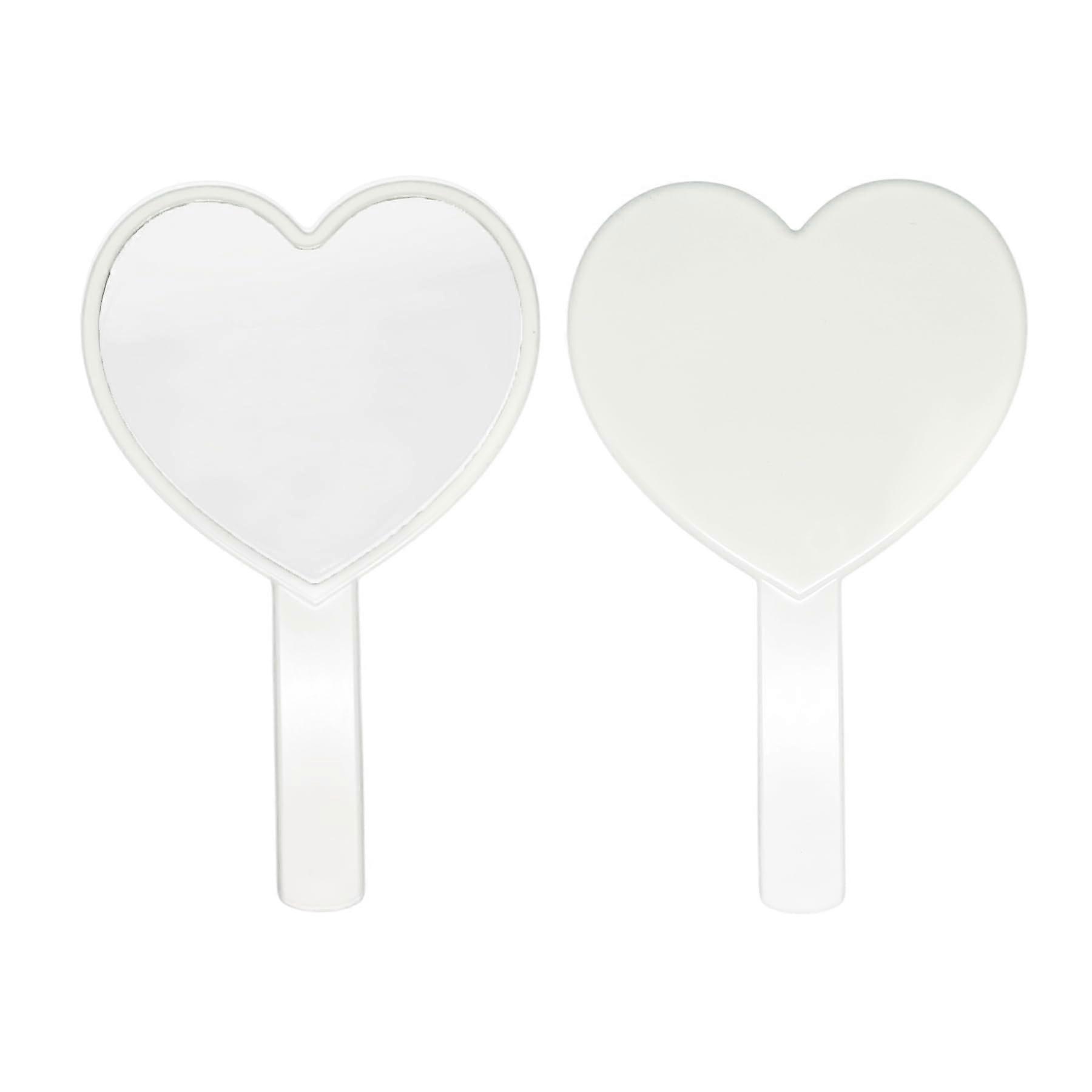 Heart Shaped Handheld Makeup Mirror with Handle for DIY Crafts, Travel and Decorative Use