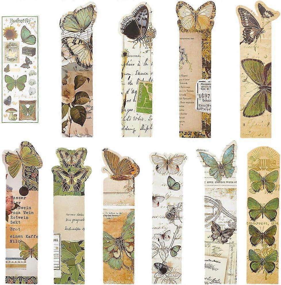 11 Styles 22 Sheets Butterfly Book Mark Bulk Nature Bookmark Colorful Rectangle Vintage Rose Flower Exquisite Pattern Aesthetic Bookmarks Paper Book M
