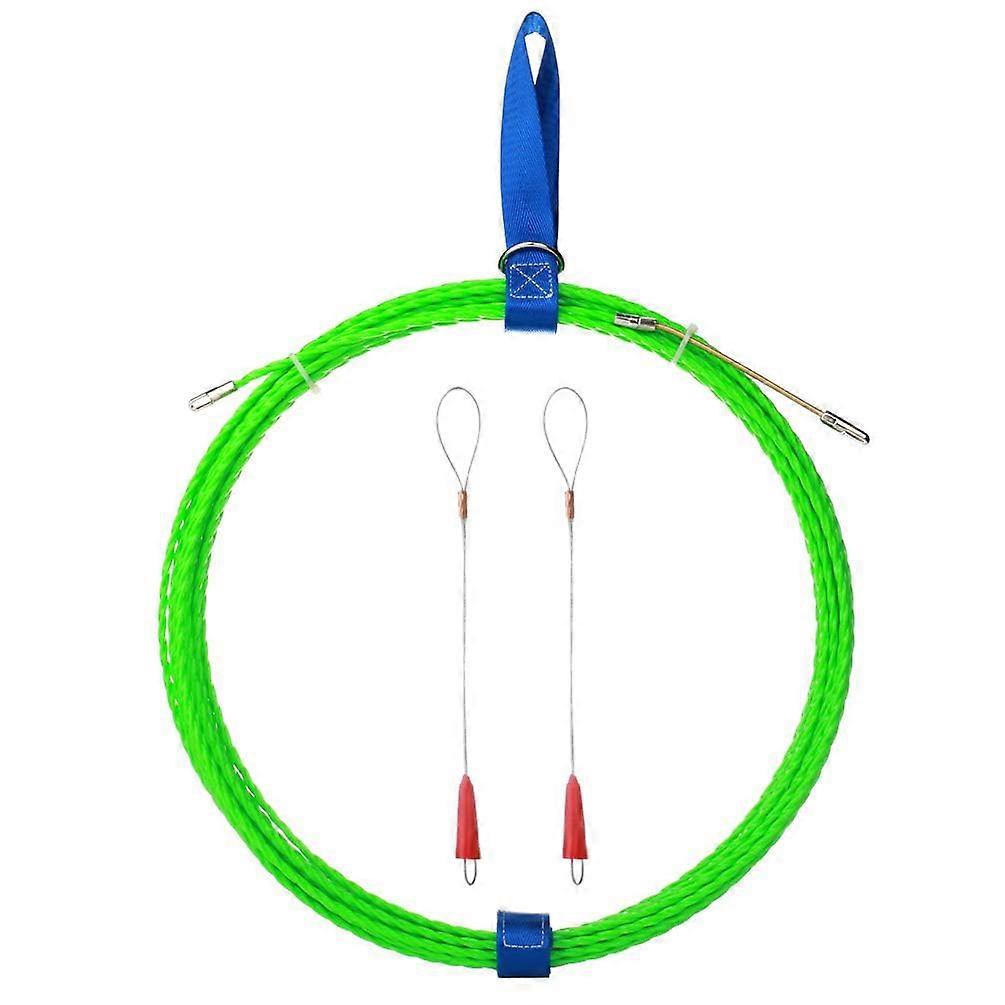 Fish Tape Wire Puller 32FT Steel with Plastic Coating, 360° Rotating Head and Secure Fastener