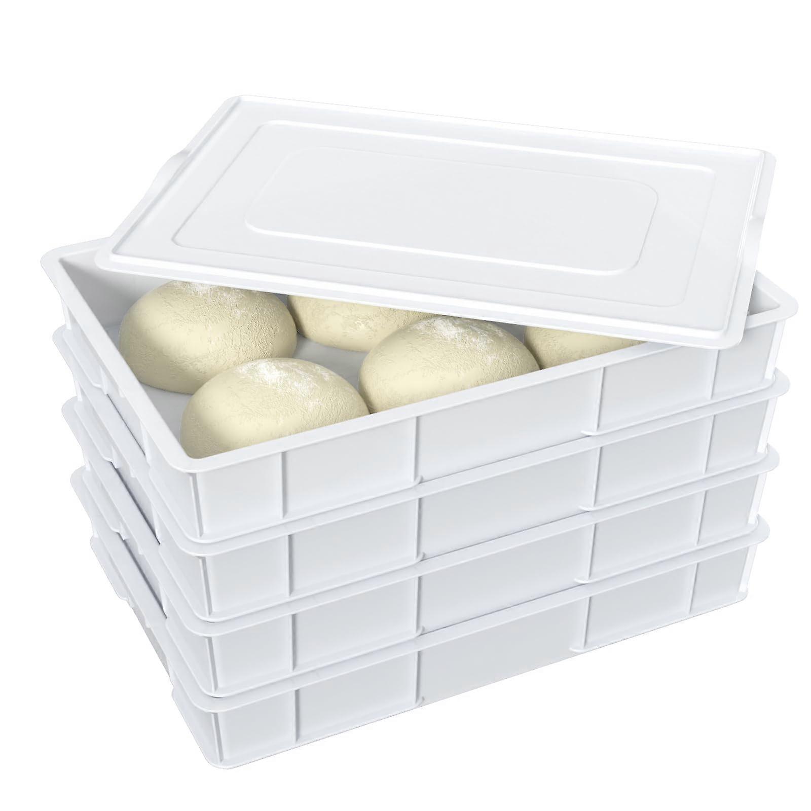 Pizza Dough Proofing Box Set 4 Pack, Stackable Commercial Container with Lid, 24x16 Inch Durable