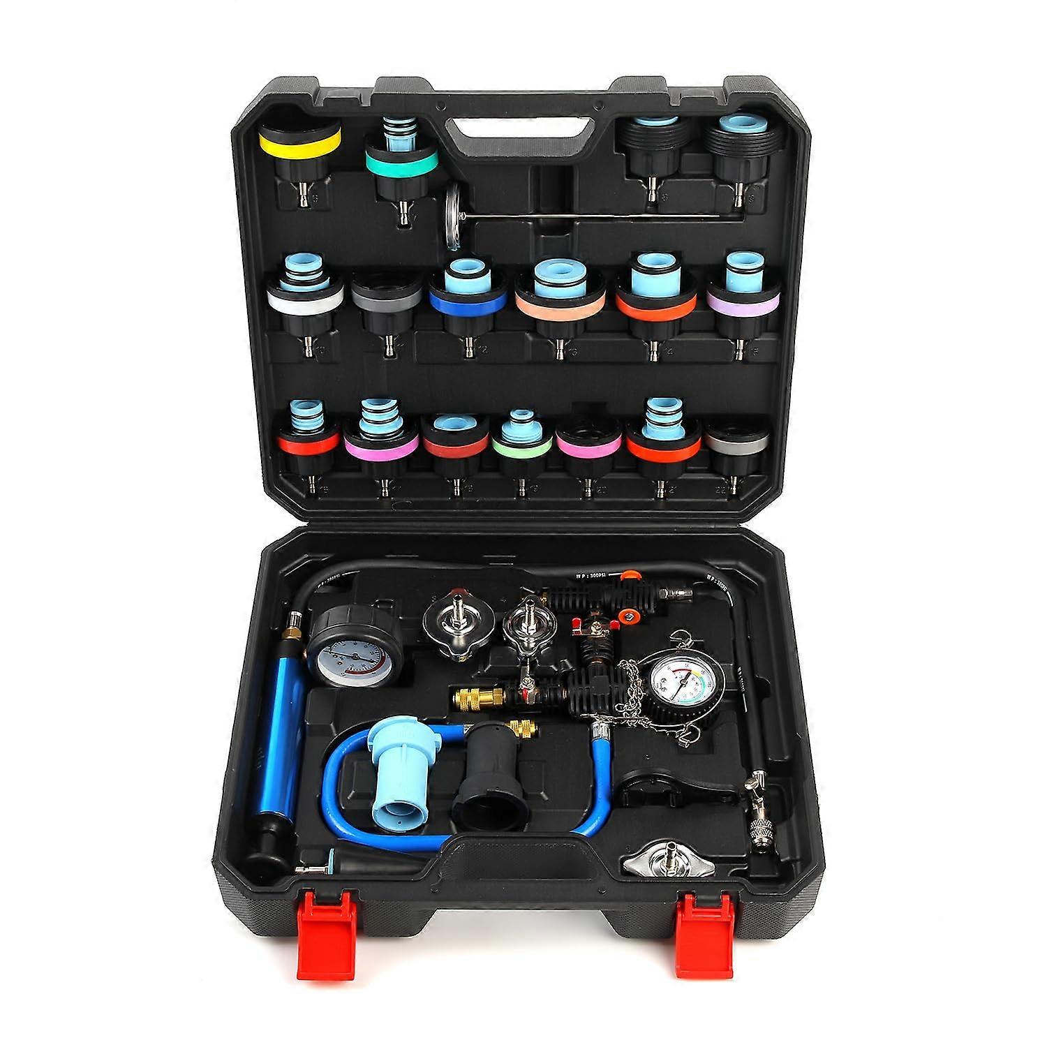 28PCS Radiator Pressure Tester Kit for Accurate Leak Detection and Fast Coolant Refill