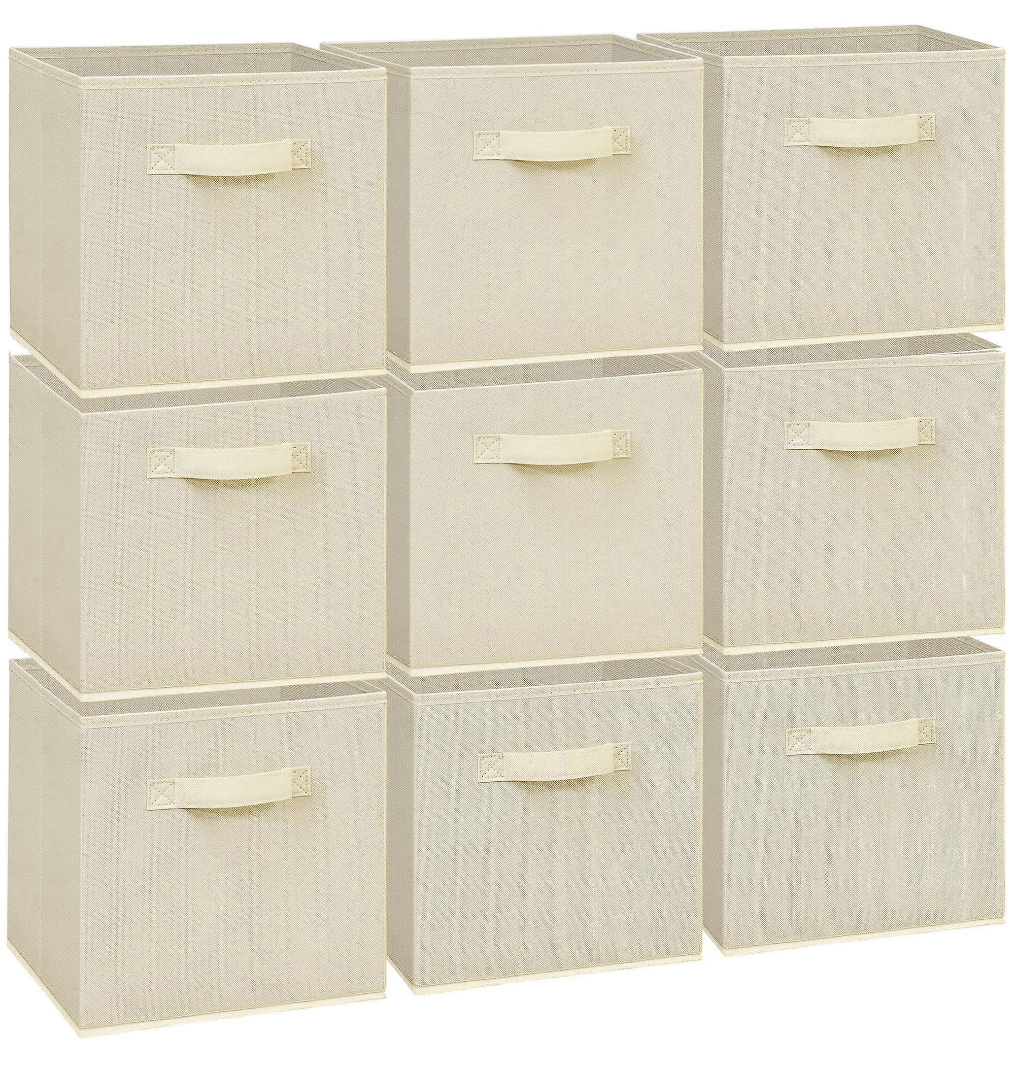 11 Inch Storage Cubes Set of 9 Foldable Fabric Bins with Handles for Closet and Shelf Organization