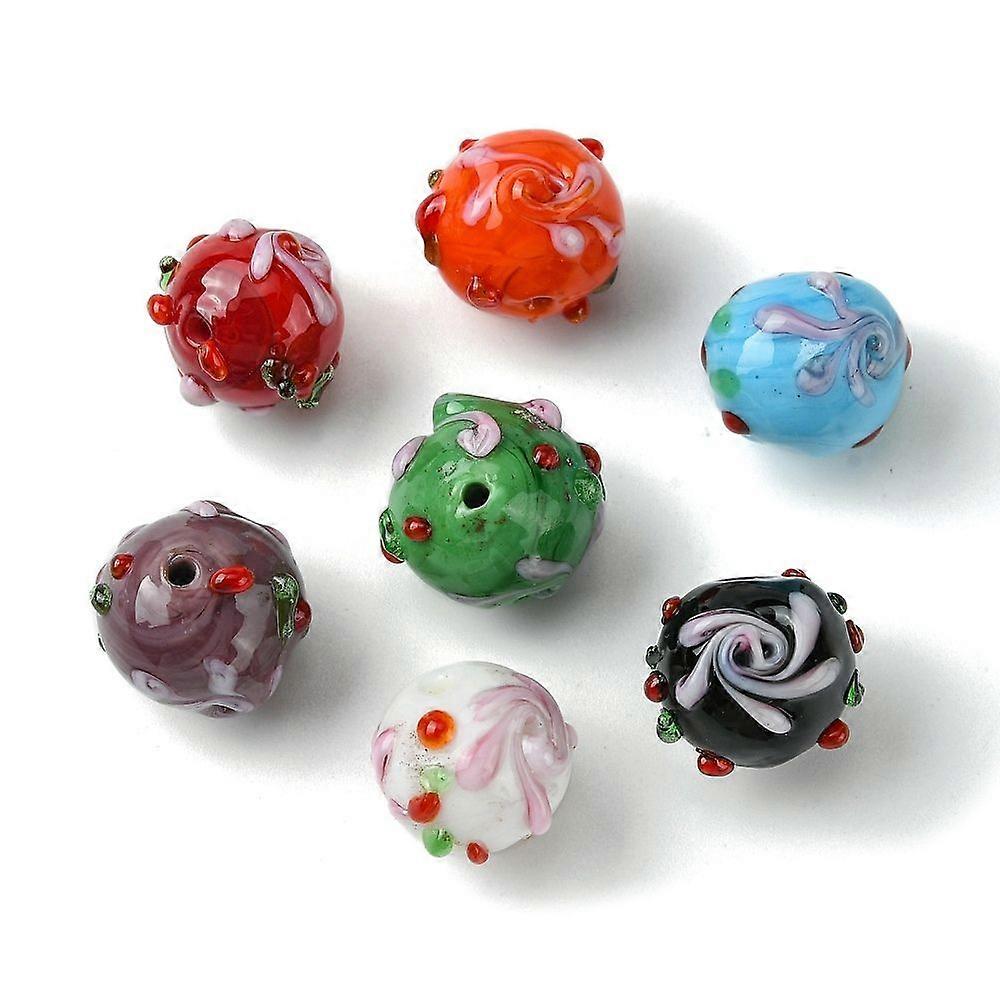 Handmade Bumpy Lampwork Beads Round Mixed color 14.5~15.5x13.5mm Hole: 1.4mm