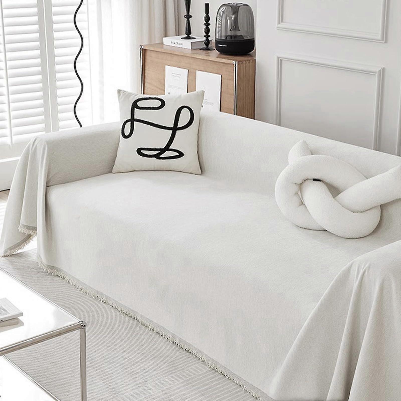 Waterproof Sofa Cover for Pets, Antislip L Shaped Couch Protector, Machine Washable, White 180x260cm