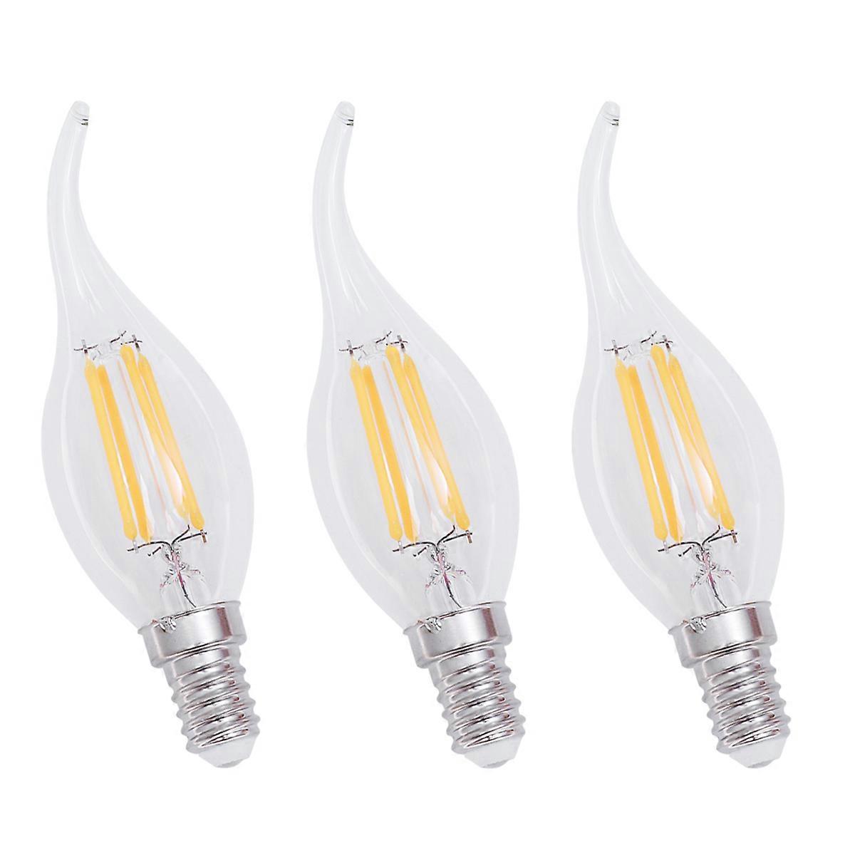 Candle Bulb Flame Tip Bulb for Lighting 3Pcs Silver Warm White E14