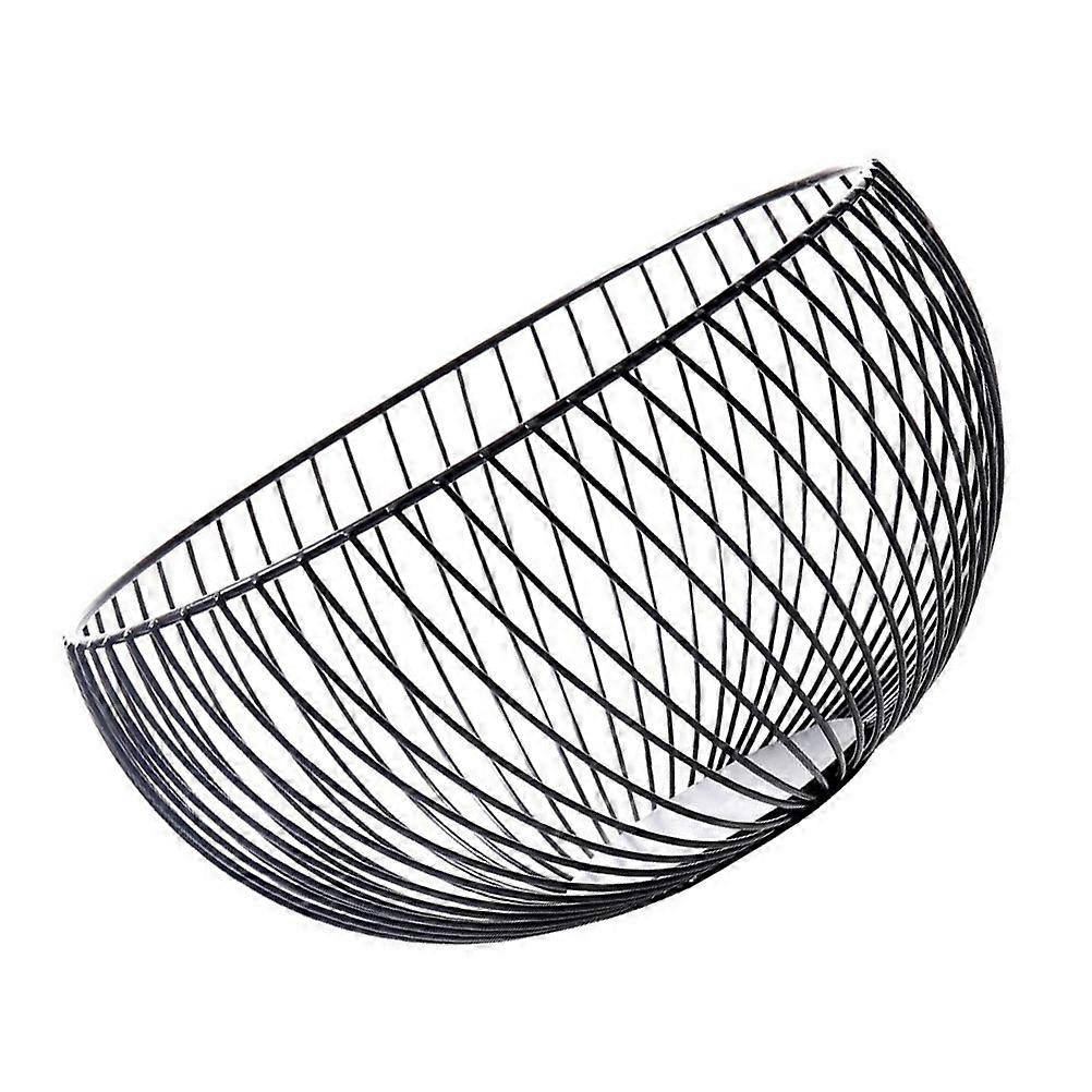 Stylish Round Wire Basket For Homeowners Egg Storage Black 1Pc