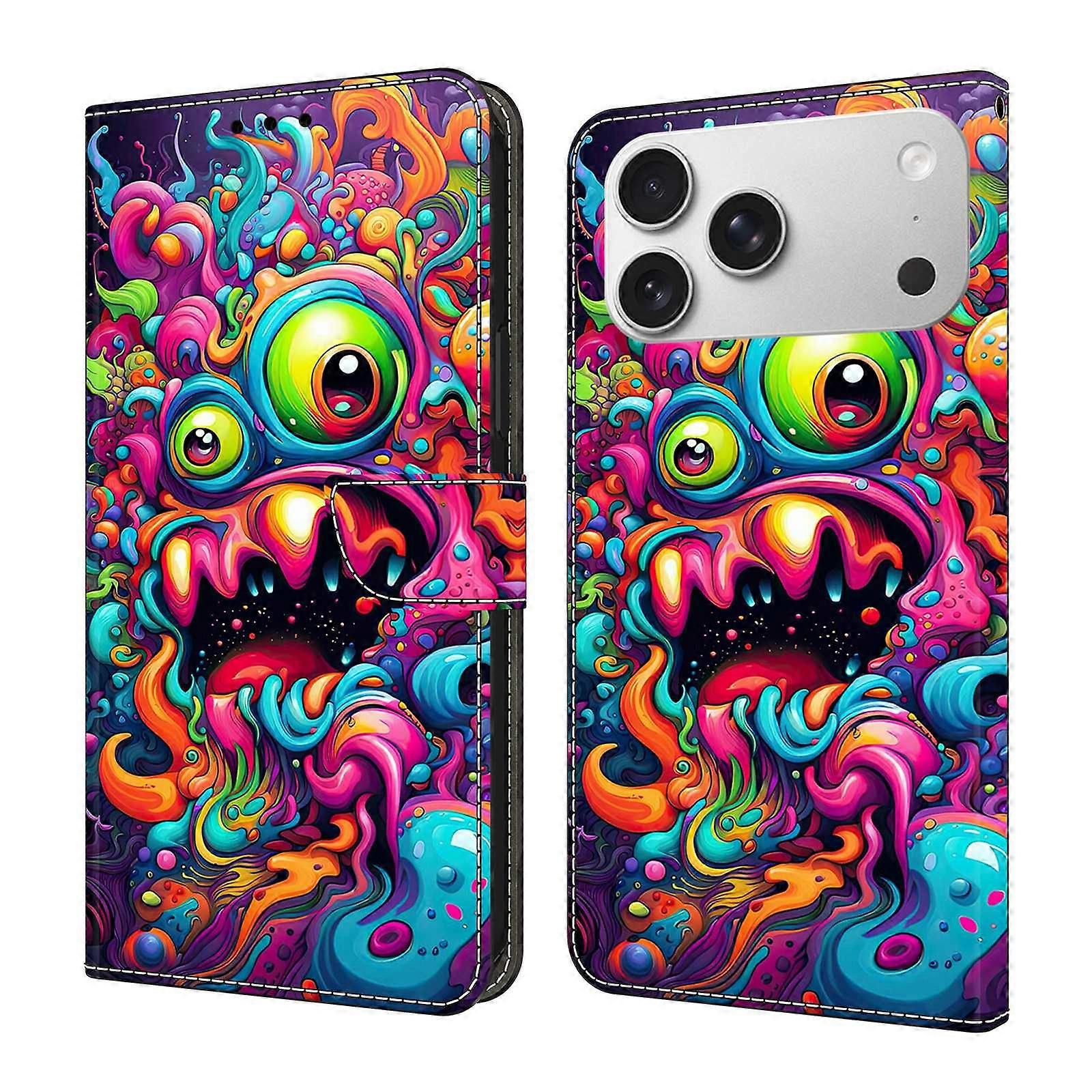 For iPhone 17 Pro Case Foldable Stand Wallet Pattern Printing PU Leather Flip Phone Cover