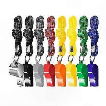 8-Piece Referee Whistle Set with Lanyards for Sports and Training