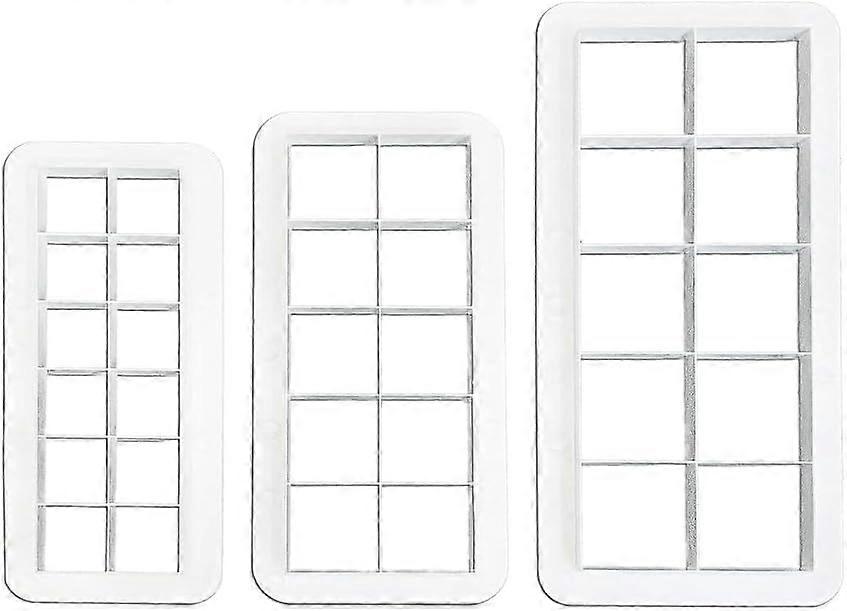 3Pcs White Square Cookie Cutters Set with Precise Edges, 3 Sizes Fondant Cutters for Cake Decorating