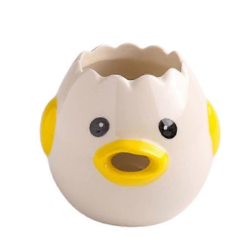 Ceramic Egg Separator Chicken Shape with Dual Egg Separation Cute Easy Clean Kitchen Tool Yellow