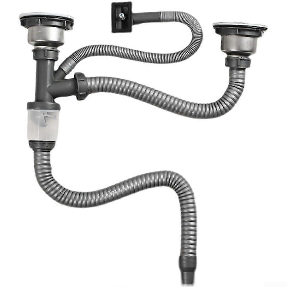 Kitchen Sink Strainer for Double Bowl with Odor Blocking Drain and Fast Water Flow