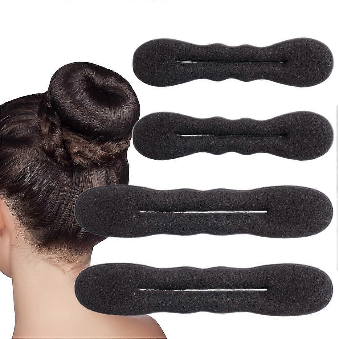Hair Bun Maker Set, Magic Foam Styling Tool for Updos, 2 Large and 2 Small Black