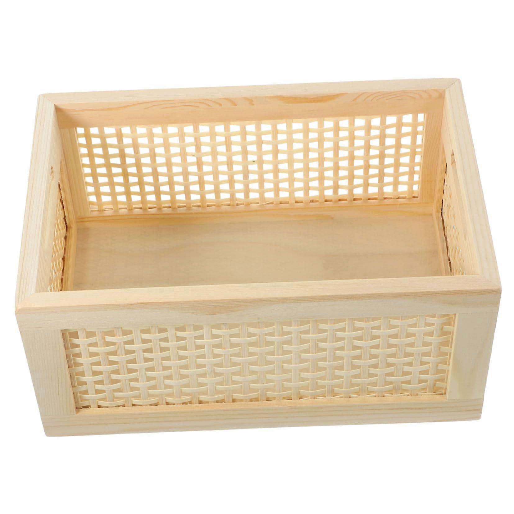 Large Capacity Woven Storage Basket Bamboo Organizer for Clutter Home and Office Use